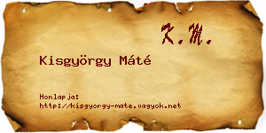 Kisgyörgy Máté névjegykártya
